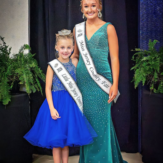 HANNAH GUTHRIE and MEGAN STEWART. (Photo by Lady Luck photography. Courtesy Jersey County Fair Queen Pageant)